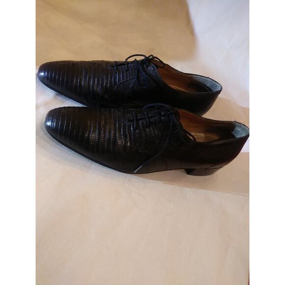Mens Mauri black lizard skin dress shoes made in Italy 13 M main image 4